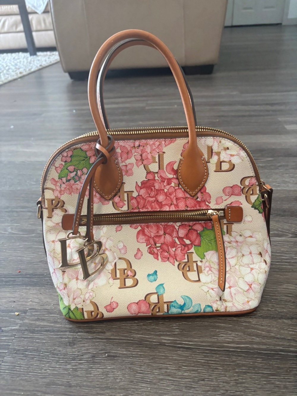 DB Floral Dome Satchel Handbag - Pink Multi